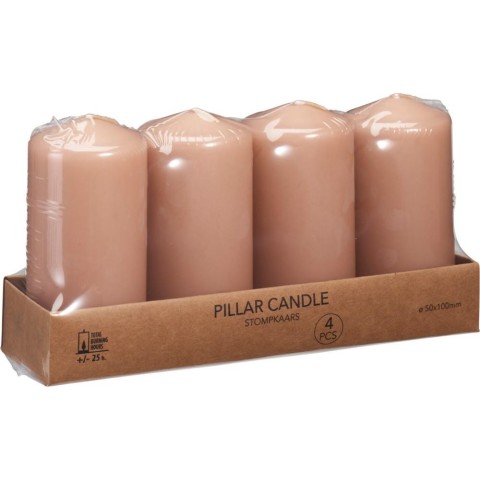 SET 4 CANDELE 5X10CM CARAMELLO